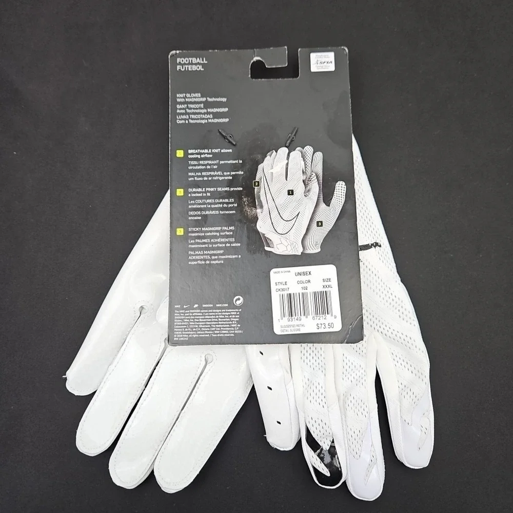 Nike Jordan Vapor Knit 3.0 Football Gloves Men's 3XL White Black New‎